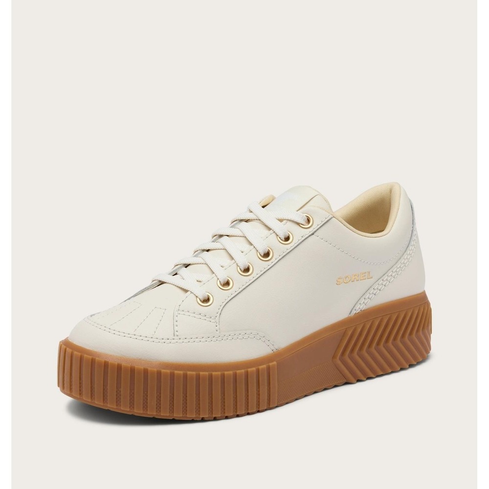 Sorel 10.5 Ona Ave Low Court Sneaker Platform Leather Sporty Chalk Gum Sole Shoe